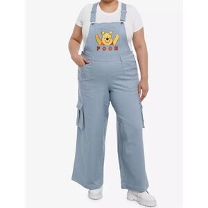 Disney Winnie The Pooh Embroidered Cargo Overalls Plus Size 2 Nwot